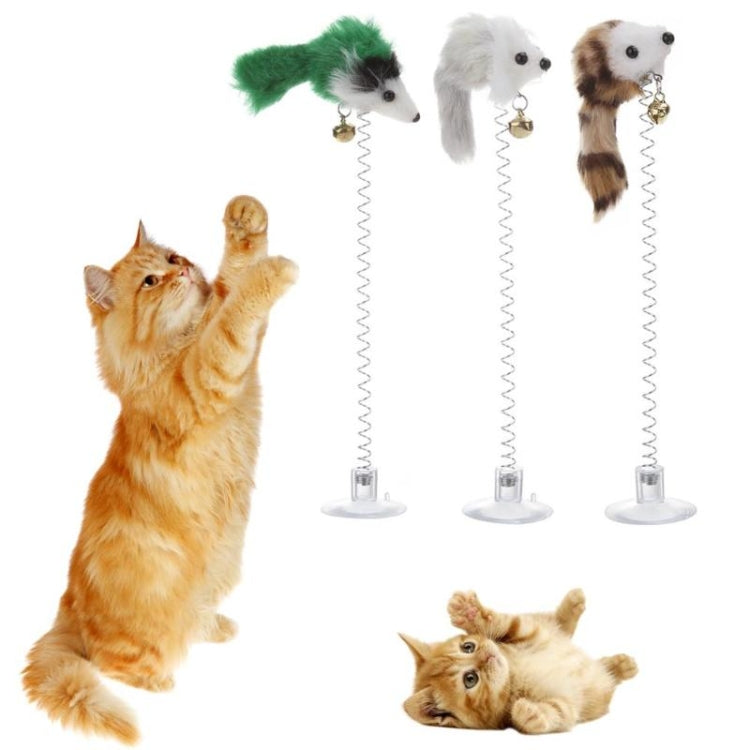 3 PCS Funny Cat Toys Elastic Feather False Mouse Bottom Sucker Toys for Cat Kitten Playing Pet Seat Scratch Toy Pet Cat Product, Feather Funny Cat Toys