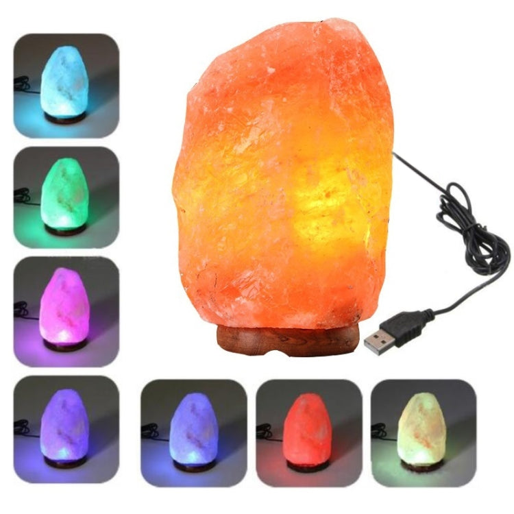 USB Power Himalayan Crystal Rock Salt Desk Lamp Night Light With Wood Base & E14 Bulb & Switch, 2-3kg