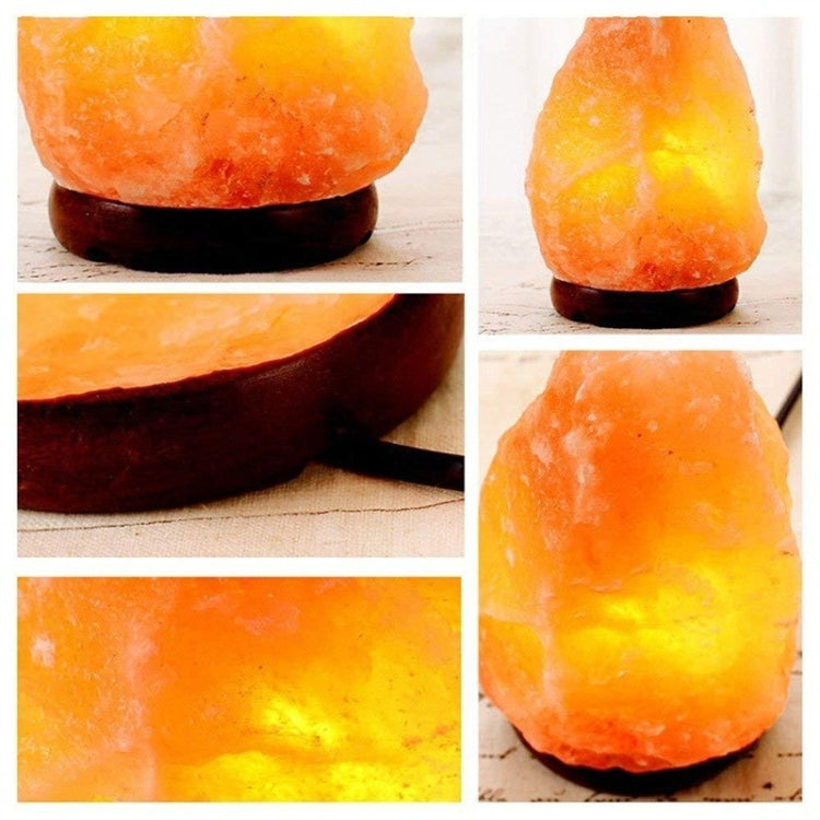 USB Power Himalayan Crystal Rock Salt Desk Lamp Night Light With Wood Base & E14 Bulb & Switch, 2-3kg