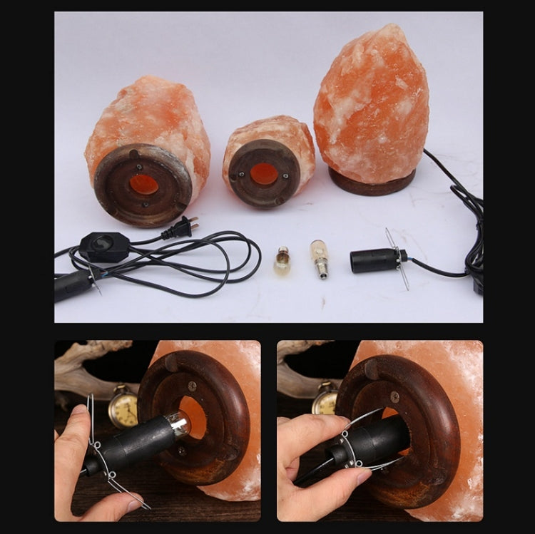 USB Power Himalayan Crystal Rock Salt Desk Lamp Night Light With Wood Base & E14 Bulb & Switch, 2-3kg