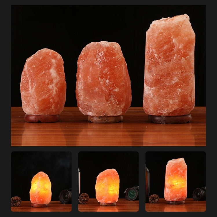 USB Power Himalayan Crystal Rock Salt Desk Lamp Night Light With Wood Base & E14 Bulb & Switch, 2-3kg