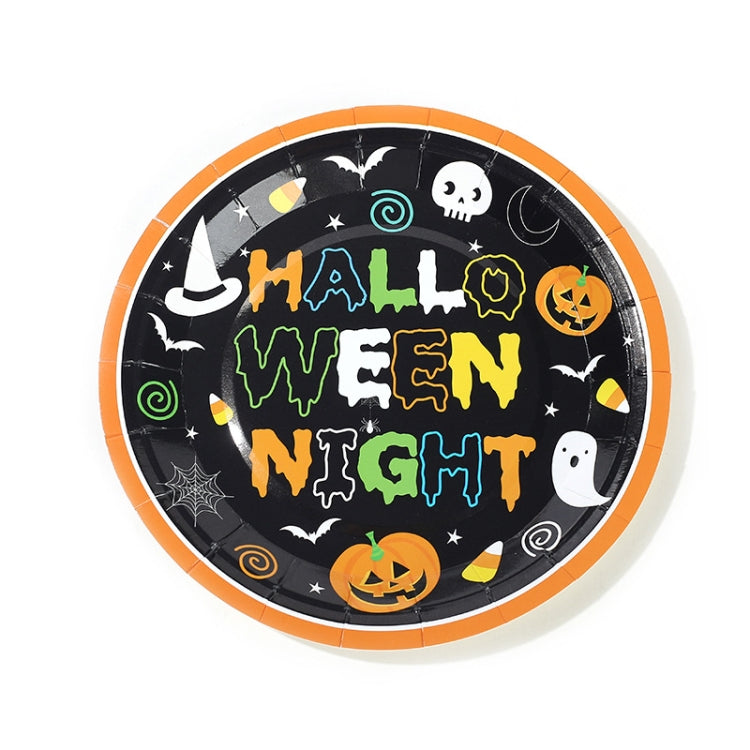 24 Person Set Halloween Party Decoration Tableware Set Tablecloth Paper Plate Banner Without Straw, Tableware Set