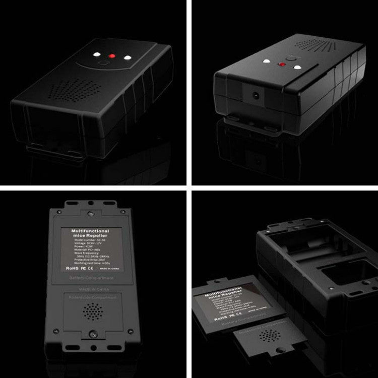 Ultrasonic Car Repeller Car Engine Compartment Electronic Repeller Micro-Light Wave Insect Repellent, DC Black