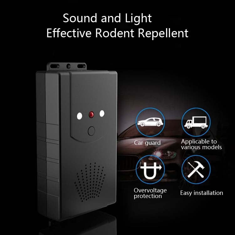 Ultrasonic Car Repeller Car Engine Compartment Electronic Repeller Micro-Light Wave Insect Repellent, DC Black