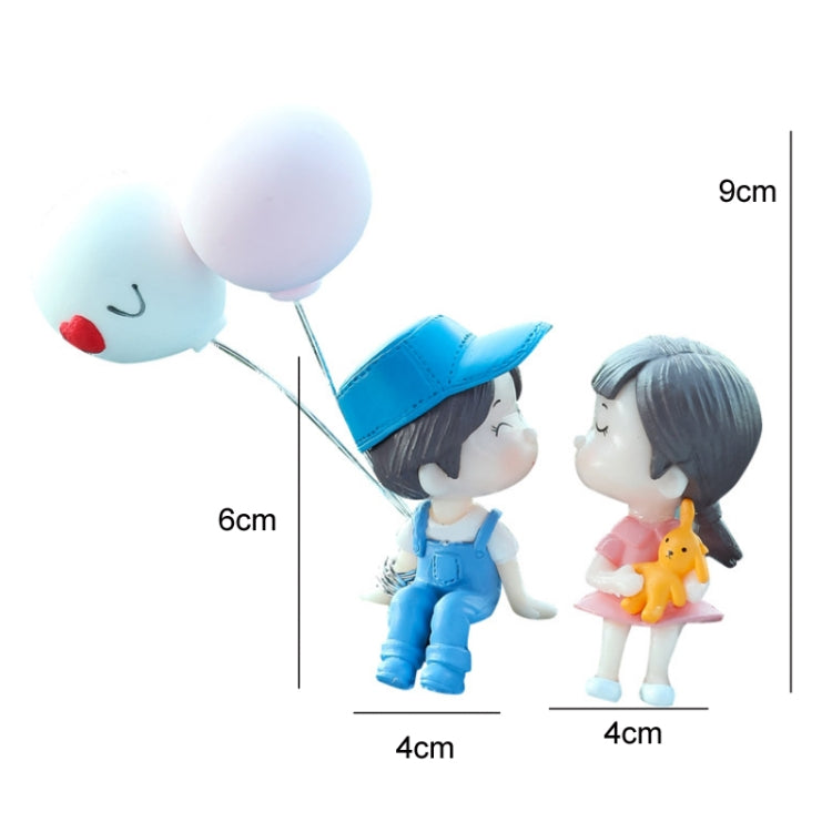 In Car Ornament Lovely Kissing Couple Doll, Blue+Spring Balloon, Blue Balloon+Spring Balloon, Gray Couple Balloon+Spring Balloon, Gray Couple + Gray Balloon + Blue Pink White Balloon