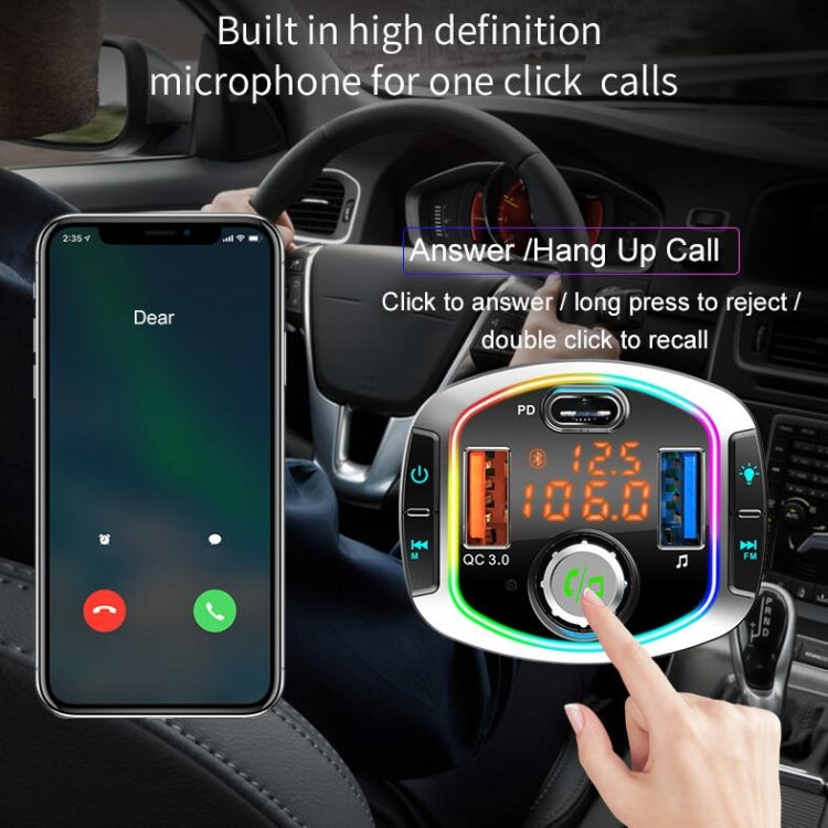 BC63 Colorful Car Card MP3 Player Multifunctional Bluetooth Receiver U Disk Charger Car Cigarette Lighter, BC63