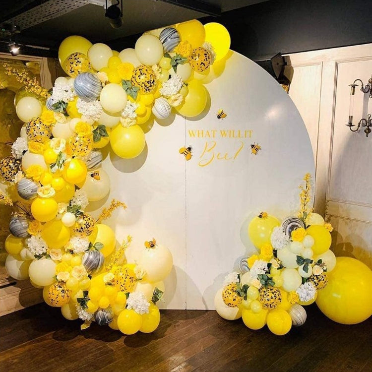 Bee Theme Party Decoration Supplies White Yellow Agate Confetti Latex Balloon Decoration Set, Bee Theme Party Decoration