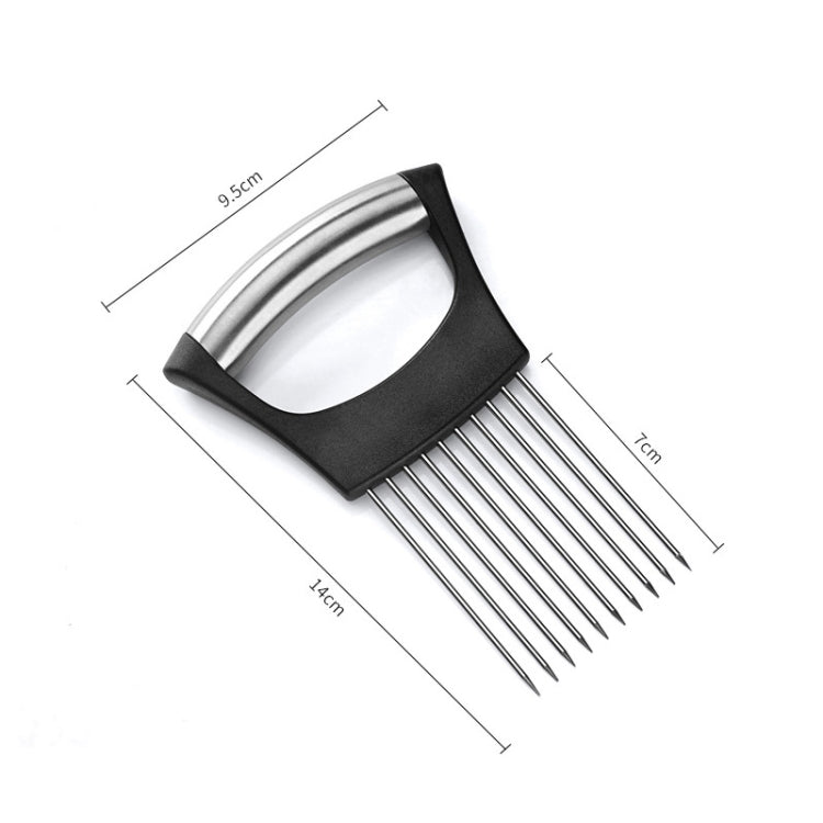 LsCook 304 Stainless Steel Onion Fork Holder Pin Kitchen Vegetable Slicing Aid, Black Silver