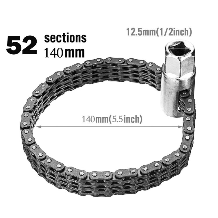 Oil Filter Chain Wrench Spanner Remover Adjustable Auto Repair Tool, 52 Sections, 44 Sections