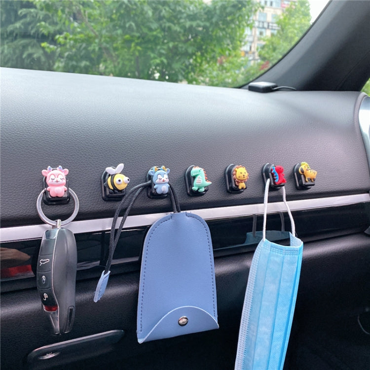 10 PCS Car Hook Car Sticky Multifunctional Mini Small Hook Car Seat Back Hook, Llion, Pink Deer, Blue Deer, Bee, Red Dinosaur, Green Dinosaur, Zebra, Colorful Flowers, Sun Flower, Crown Bear, Yellow Flower, Red Sun Flower, Morning Glory, Pink Daffodil ...