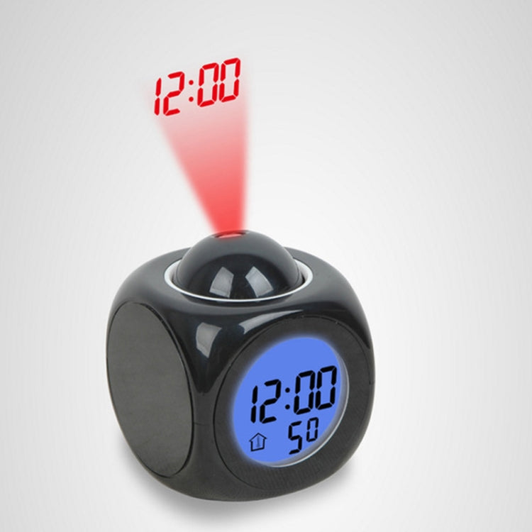 Multi-function LED Projection Alarm Clock Voice Talking Clock, White without USB cable, Black + USB cable