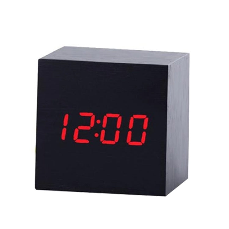 Multicolor Sounds Control Wooden Clock Modern Digital LED Desk Alarm Clock Thermometer Timer, Black White, Black Red, Black Blue, Black Green, White Red, White Blue, White Green, Wooden White