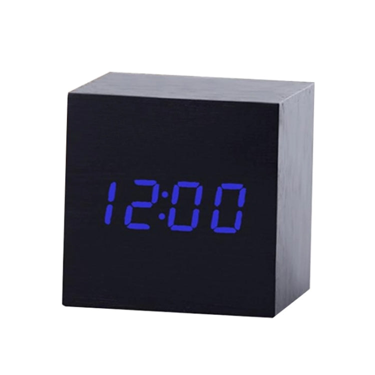 Multicolor Sounds Control Wooden Clock Modern Digital LED Desk Alarm Clock Thermometer Timer, Black White, Black Red, Black Blue, Black Green, White Red, White Blue, White Green, Wooden White