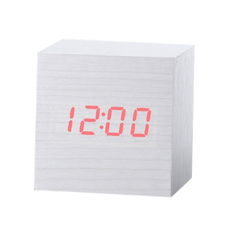 Multicolor Sounds Control Wooden Clock Modern Digital LED Desk Alarm Clock Thermometer Timer, Black White, Black Red, Black Blue, Black Green, White Red, White Blue, White Green, Wooden White