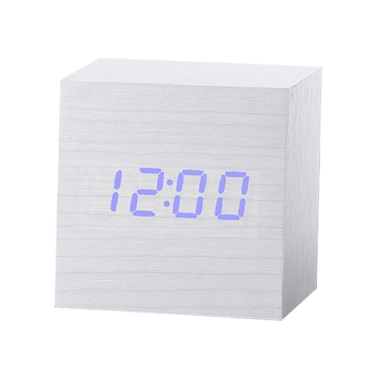 Multicolor Sounds Control Wooden Clock Modern Digital LED Desk Alarm Clock Thermometer Timer, Black White, Black Red, Black Blue, Black Green, White Red, White Blue, White Green, Wooden White