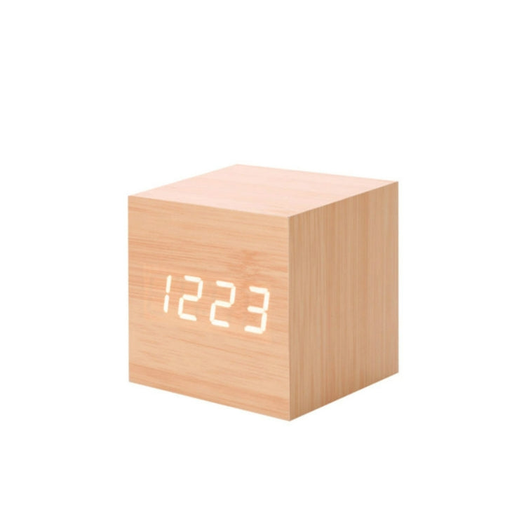 Multicolor Sounds Control Wooden Clock Modern Digital LED Desk Alarm Clock Thermometer Timer, Black White, Black Red, Black Blue, Black Green, White Red, White Blue, White Green, Wooden White