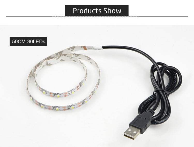 USB Power SMD 2835 Epoxy LED Strip Light Christmas Desk Decor Lamp for TV Background Lighting, 1m, 5m
