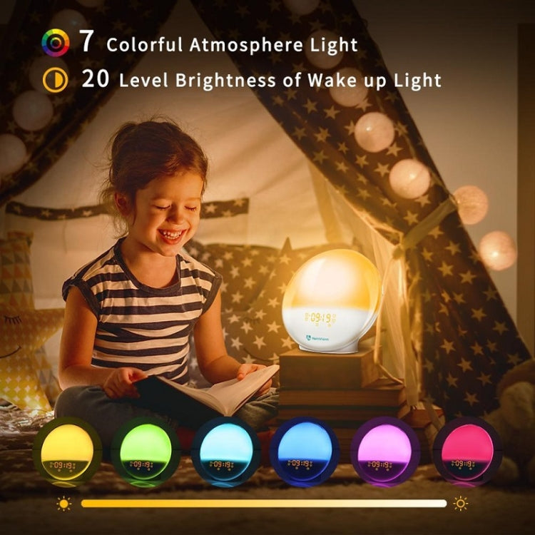 Alexa Voice-Activated Electronic Alarm Clock Sunrise Wake Up Night Light Support Smart APP Control,, UK Plug
