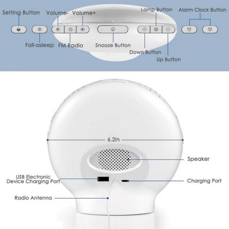 Alexa Voice-Activated Electronic Alarm Clock Sunrise Wake Up Night Light Support Smart APP Control,, UK Plug