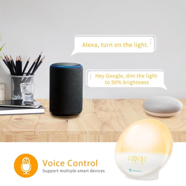 Alexa Voice-Activated Electronic Alarm Clock Sunrise Wake Up Night Light Support Smart APP Control,, UK Plug