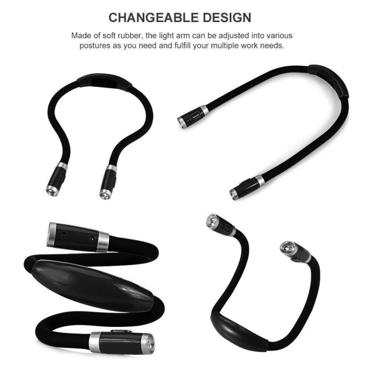 Portable U-shaped LED Flexible Handsfree Hug Neck Reading Book Lamp Torch, Black, Green, Blue, Pink