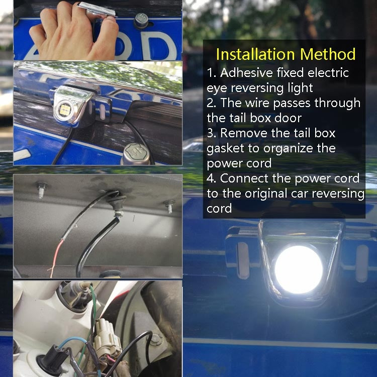 Car LED Electric Eye Reversing Light External Bulb Modified License Plate Auxiliary Light, Black, Silver