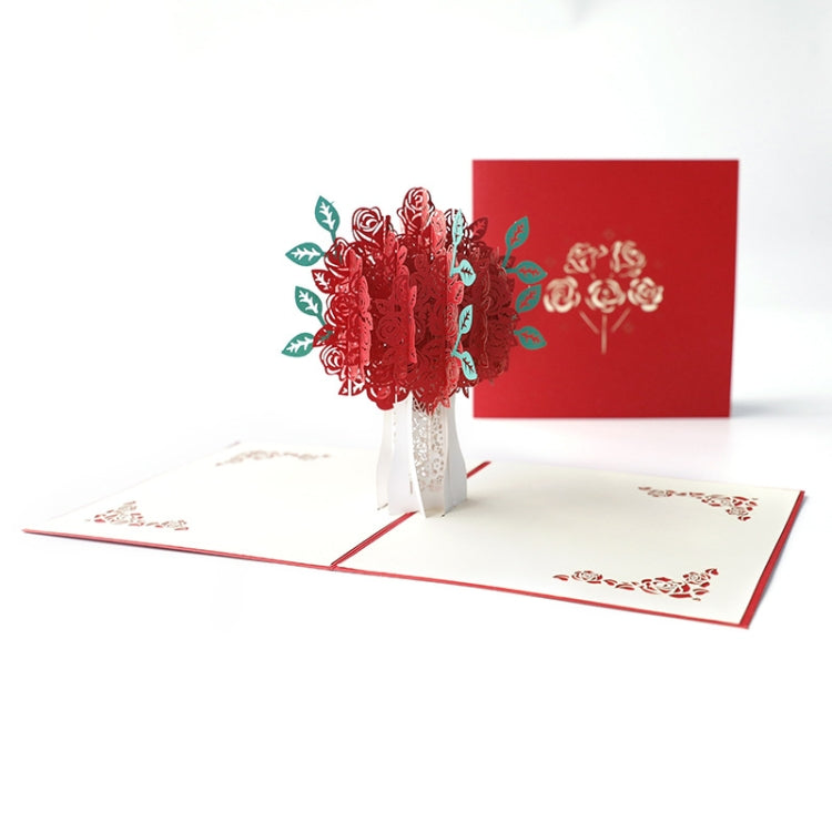 Rose 3D Stereo Greeting Card Creative Handmade Paper Carving Card, Rose 3D Stereo Greeting Card