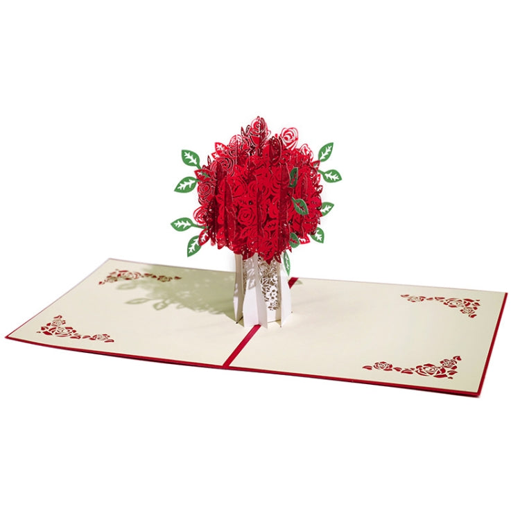Rose 3D Stereo Greeting Card Creative Handmade Paper Carving Card, Rose 3D Stereo Greeting Card