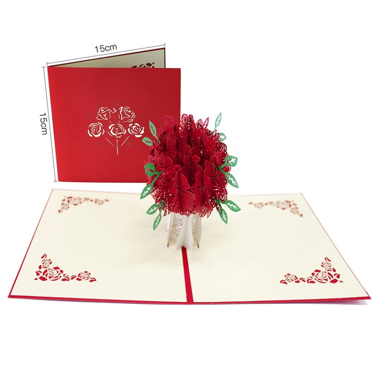Rose 3D Stereo Greeting Card Creative Handmade Paper Carving Card, Rose 3D Stereo Greeting Card