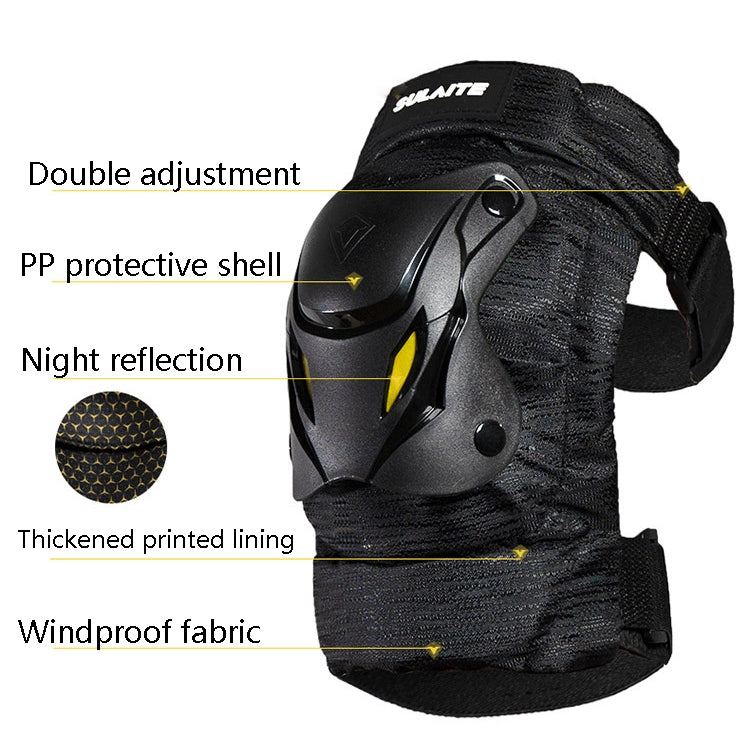 SULAITE Motorcycle Protector Rider Wind Warmth Protective Gear Riding Equipment, Black Knee Pads, Black Elbow Pads, Black Knee Pad+Elbow Pad