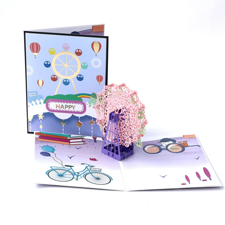 Color Ferris Wheel Three-Dimensional Greeting Card 3D Handmade Card, Ferris Wheel Greeting Card