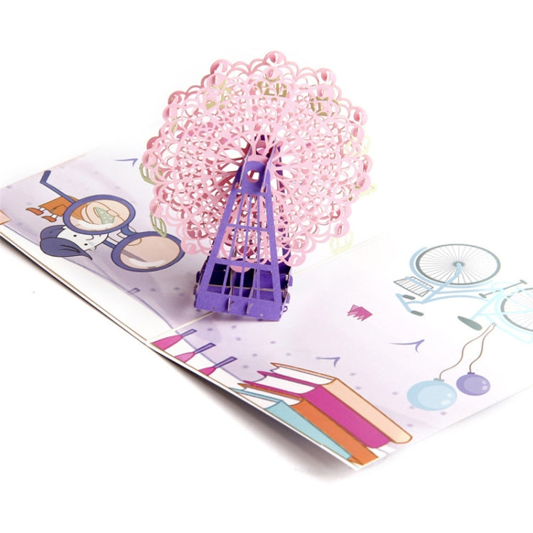 Color Ferris Wheel Three-Dimensional Greeting Card 3D Handmade Card, Ferris Wheel Greeting Card