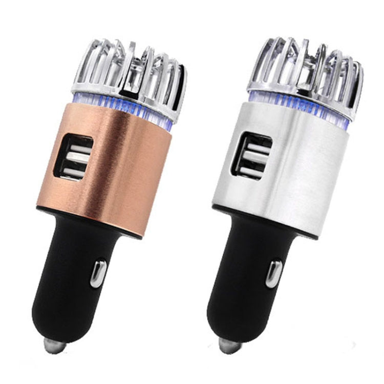 JO-6291 Negative Ion Car Sterilizing Air Purifier Mobile Phone High-Speed Charging Dual USB Cigarette Lighter, JO-6291 Mysterious Silver, JO-6291 Tyrant Gold