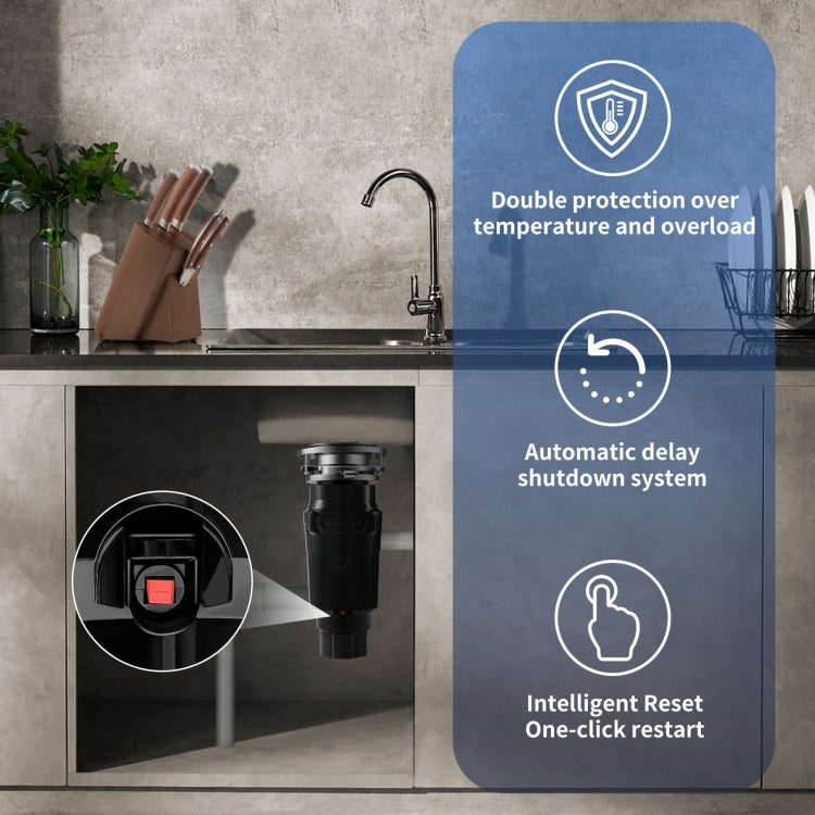 Food Garbage Disposer 7 Levels Grinding Connectable For Dishwasher, 375W EU Plug, 375W US Plug, 550W EU Plug, 550W US Plug