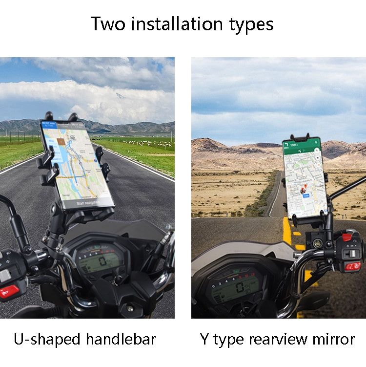Motorcycle Multi-Function Mobile Phone Holder Adjustable Universal Locomotive Riding Anti-Shake Fixed Equipment, Elf Deer U Type, All-rounder U-shape, Elf Deer Type Y, All-rounder Y