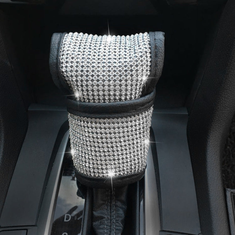 2 PCS Car Diamond-Studded Interior Products Personalized Protective Sleeve, Shoulder Guard, Handbrake Cover, Gear Cover, Parking Space Pull Cover