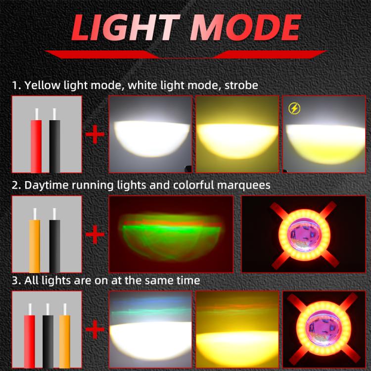 12W Aluminum Alloy Spotlight LED Chip Motorcycle Headlight, X-shaped Colorful Design, Cross-shaped Colorful Design, Little Sun Colorful Design, Windmill Colorful Design