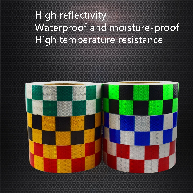 PVC Lattice Reflective Belt Generic Film Traffic Safety Facilities Anti-Collision Warning Stickers, Red White, Blue White, Black Dreen, Red Yellow, Yellow Black, White Green