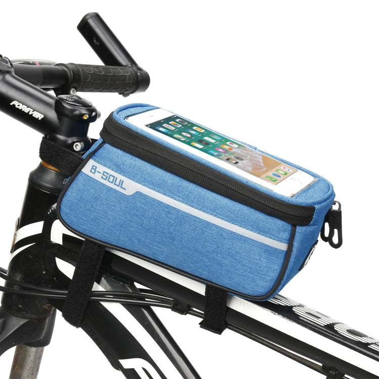 B-Soul YA249 Mountain Bike Front Beam Bag Bicycle Bag Riding Equipment Saddle Bag Upper Pipe Package, YA249 (Blue)