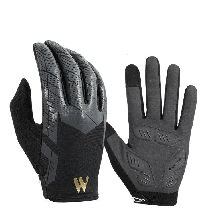 WEST BIKING YP0211207 Riding Full Finger Gloves Road Bike Mountain Bike Locomotive Shock Absorber Gloves, M, L, XL