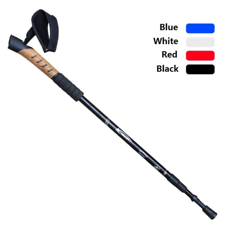WUXIAN Outdoor Aluminum Alloy Multi-Function Knife Type Cork Straight Handle Three-Section Telescopic Trekking Pole Random Colour Delivery, 66-135cm