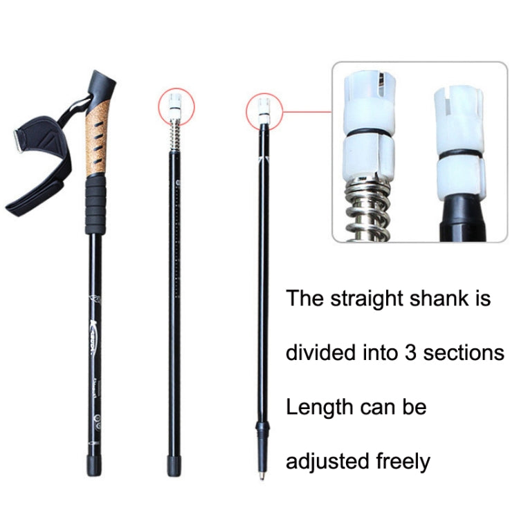 WUXIAN Outdoor Aluminum Alloy Multi-Function Knife Type Cork Straight Handle Three-Section Telescopic Trekking Pole Random Colour Delivery, 66-135cm