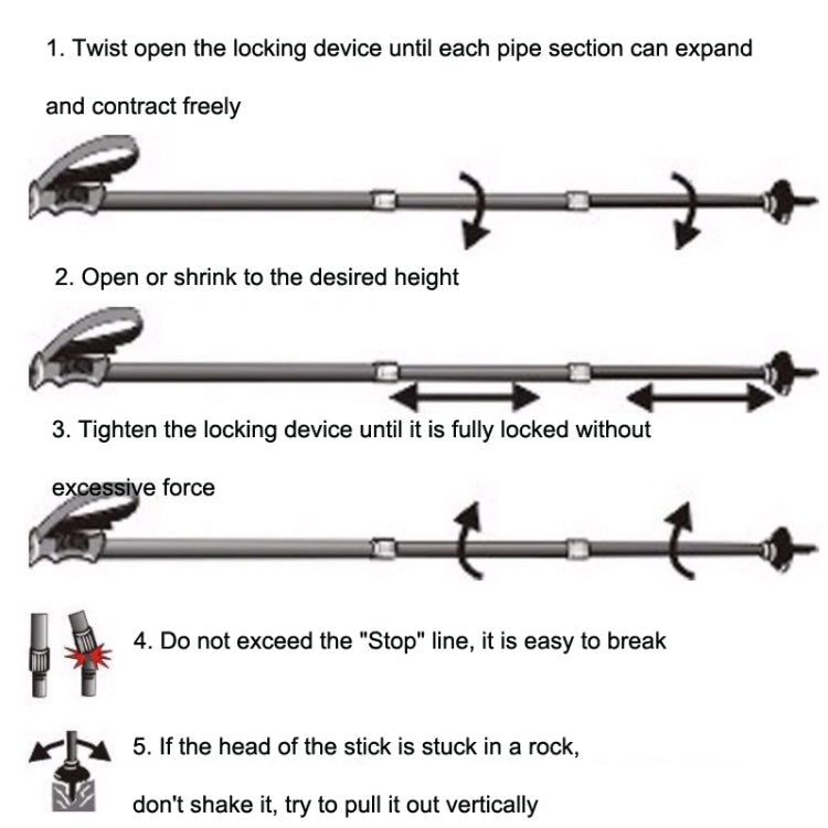 WUXIAN Outdoor Aluminum Alloy Multi-Function Knife Type Cork Straight Handle Three-Section Telescopic Trekking Pole Random Colour Delivery, 66-135cm