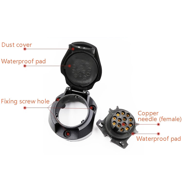 2 PCS VS1130E 13P 12V RV Traveler Trailer Nylon Waterproof Plug Socket EU Plug, VS1130E