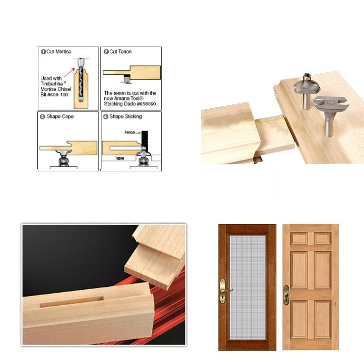 2 PCS/Set Door Frame Tenon Cutter Woodworking Engraving Milling Cutter, 2 PCS/Set Tenon Cutter