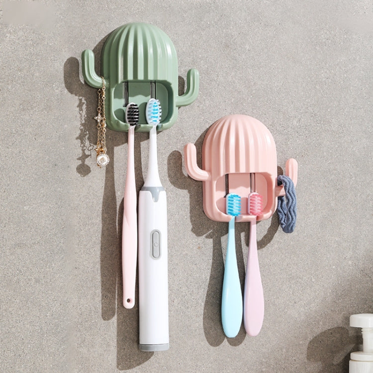 Fun Cactus Toothbrush Holder Punch-Free Multifunctional Drain Bathroom Storage Hook,Random Color Delivery, Fun Cactus Toothbrush Holder