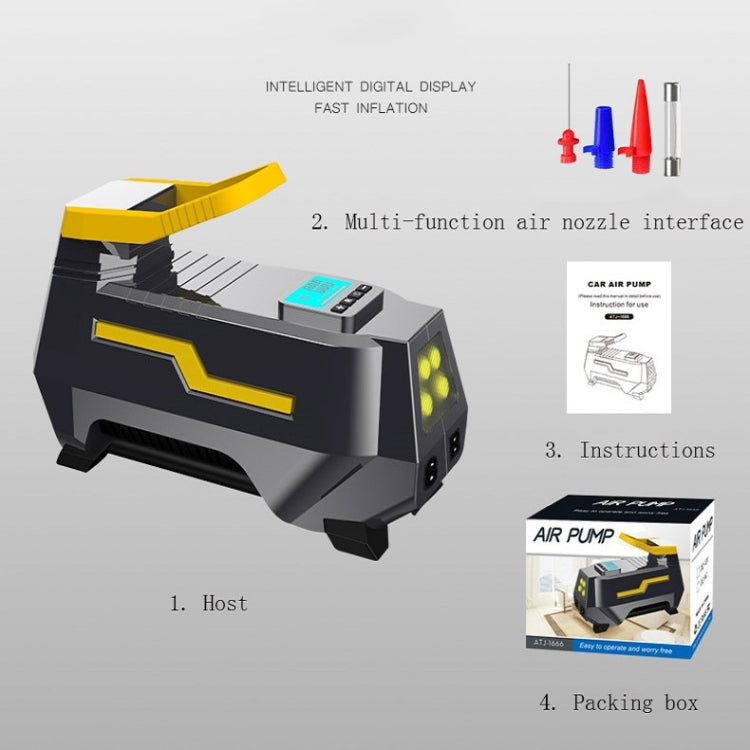 Multifunctional Vehicle-Mounted High-Power Digital Display LED Lighting Air Pump, Spec: Car 12V, Car 12V Digital