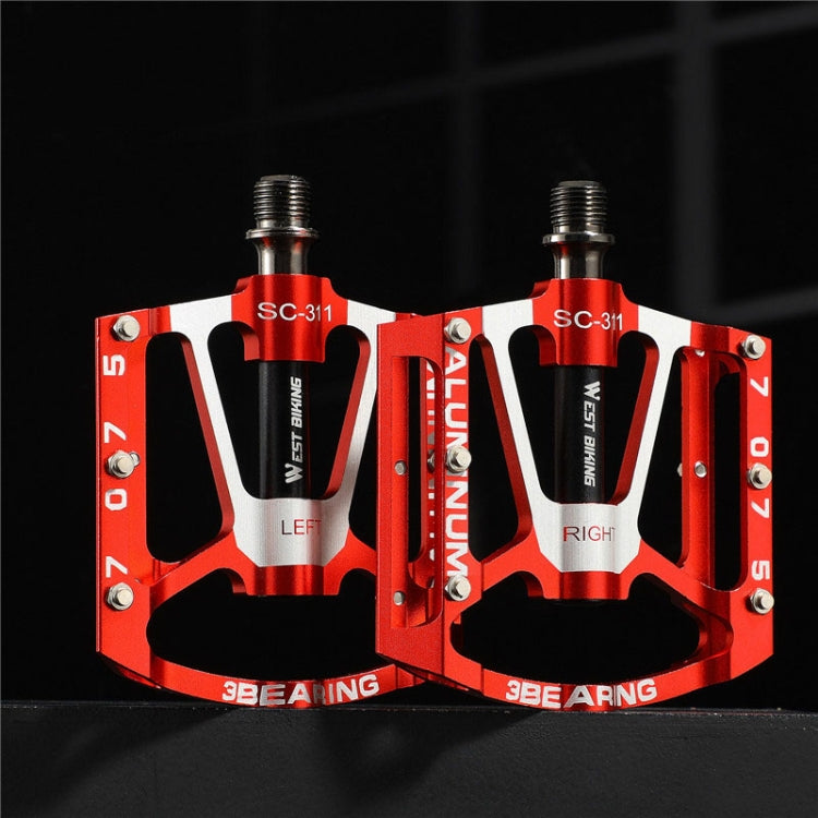 1pair WEST BIKING YP0802083 Mountain Bike Aluminum Alloy Pedal Lightweight Bearing Foot Pedal
