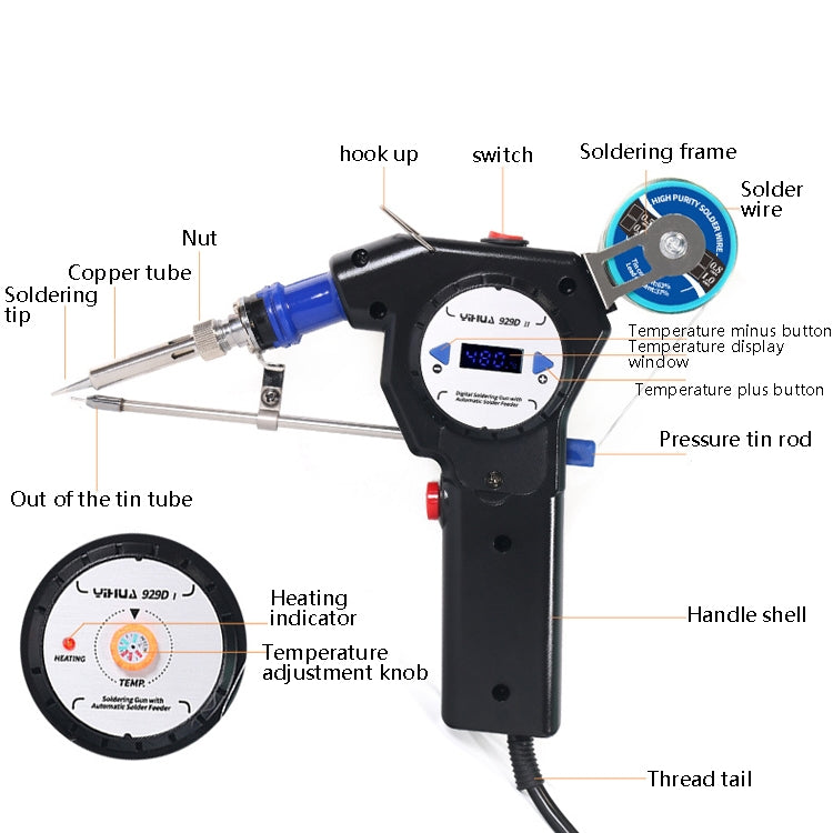 YIHUA Hand-Held Inner Heat Electric Soldering Iron Portable Automatic Delivery Of Tin Constant Temperature Soldering Iron,CN Plug, 929D I, 929D II, 929D I Set 1, 929D II Set 2