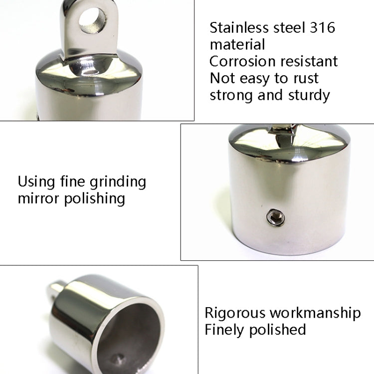316 Stainless Steel Eyes End Cap Suitable For Yacht Umbrellas, 22mm 7/8 inch, 25.4mm 1 inch
